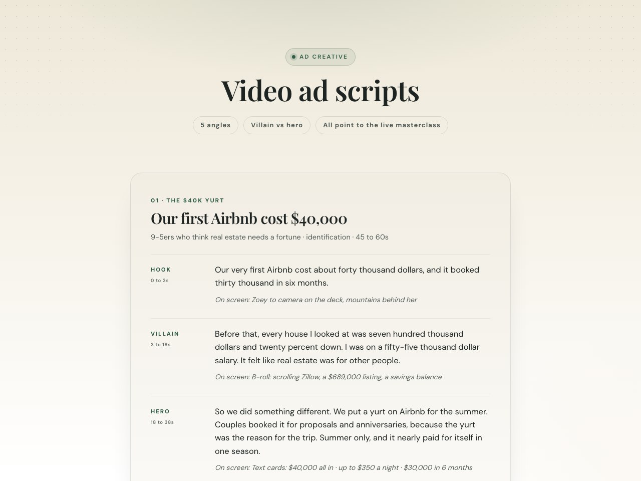 Ad creative scripts preview